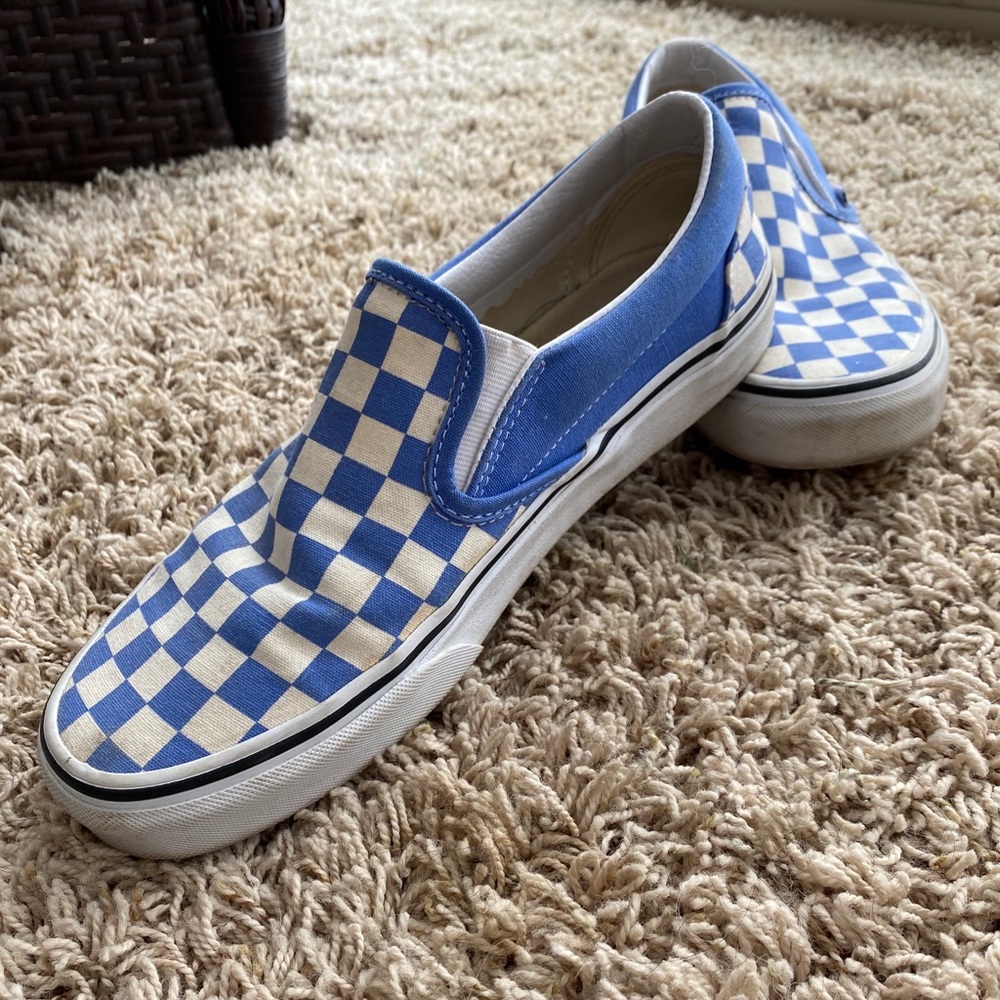Blue and white checkered Vans!